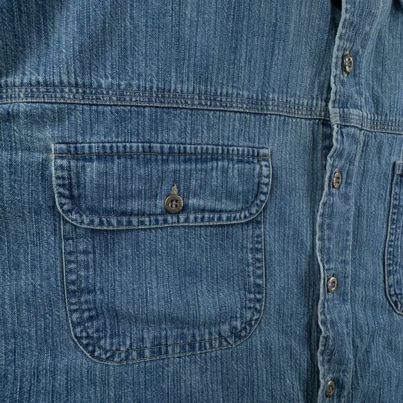 Think Pink Denim Men Long Sleeve Button Up Shirt Blue Size 100 (~XL) Pockets - Picture 10 of 13